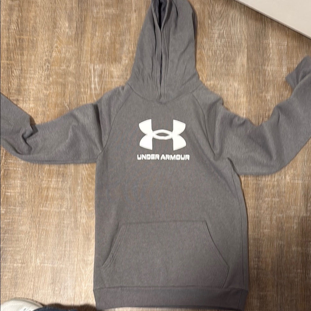 Under Armour Gray Hoodie with Logo and Soft Texture